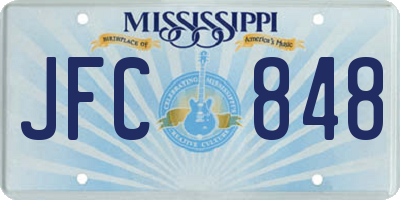 MS license plate JFC848