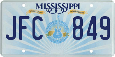 MS license plate JFC849