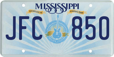 MS license plate JFC850