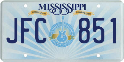 MS license plate JFC851