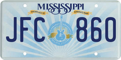MS license plate JFC860