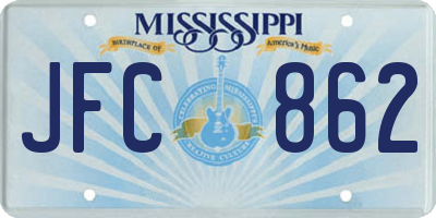 MS license plate JFC862