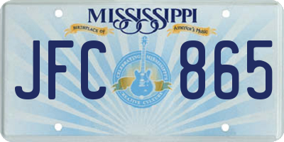 MS license plate JFC865