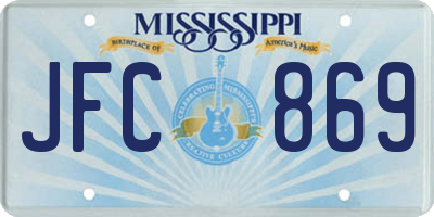 MS license plate JFC869