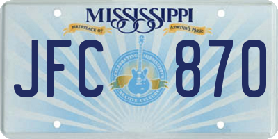 MS license plate JFC870