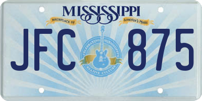 MS license plate JFC875