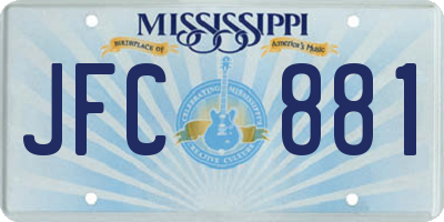 MS license plate JFC881