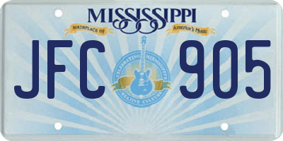 MS license plate JFC905