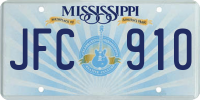 MS license plate JFC910