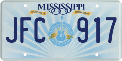 MS license plate JFC917