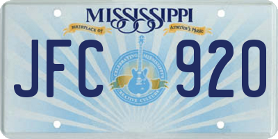 MS license plate JFC920