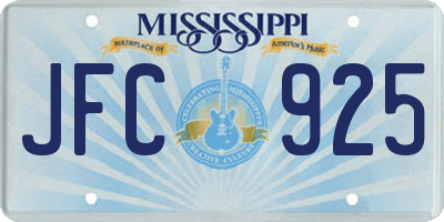 MS license plate JFC925