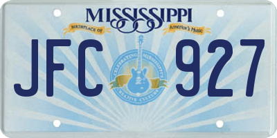 MS license plate JFC927