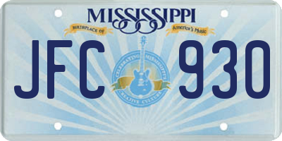 MS license plate JFC930