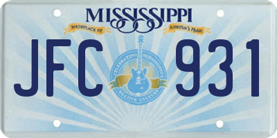 MS license plate JFC931