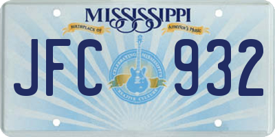MS license plate JFC932