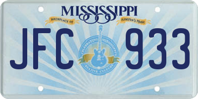 MS license plate JFC933