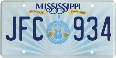 MS license plate JFC934