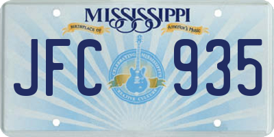 MS license plate JFC935