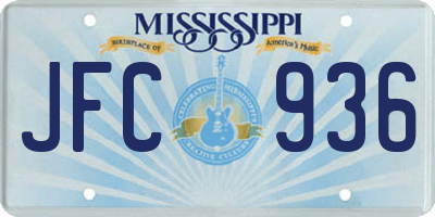 MS license plate JFC936
