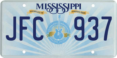 MS license plate JFC937