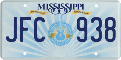 MS license plate JFC938