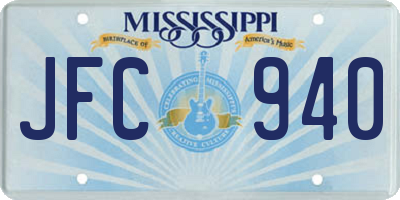 MS license plate JFC940