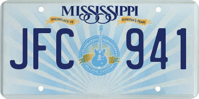 MS license plate JFC941