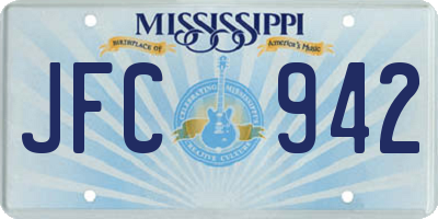 MS license plate JFC942