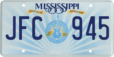 MS license plate JFC945