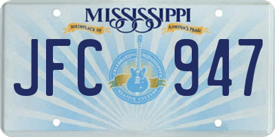 MS license plate JFC947