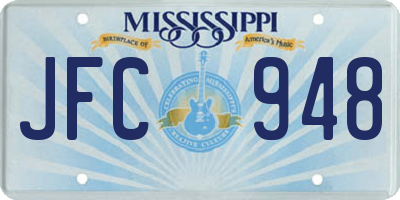 MS license plate JFC948