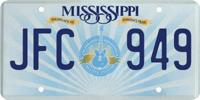 MS license plate JFC949