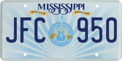 MS license plate JFC950