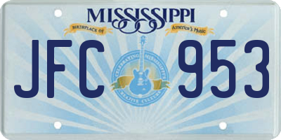 MS license plate JFC953