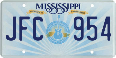 MS license plate JFC954