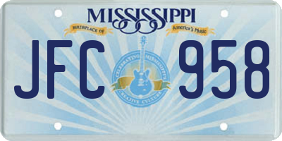 MS license plate JFC958