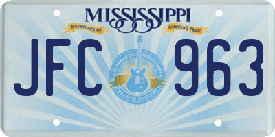 MS license plate JFC963