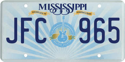MS license plate JFC965