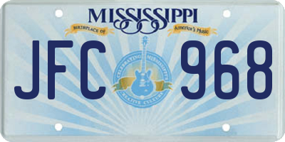 MS license plate JFC968