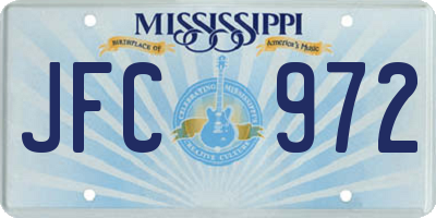 MS license plate JFC972