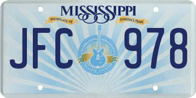 MS license plate JFC978