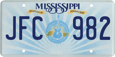 MS license plate JFC982