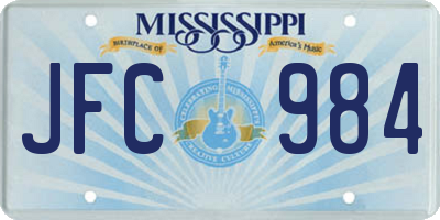 MS license plate JFC984