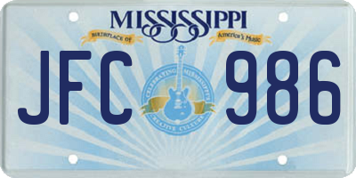 MS license plate JFC986
