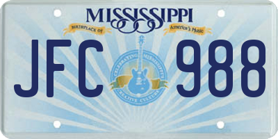 MS license plate JFC988