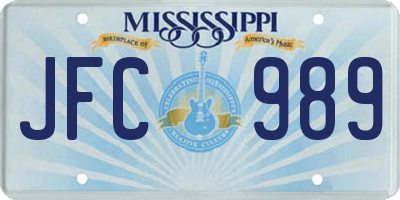 MS license plate JFC989