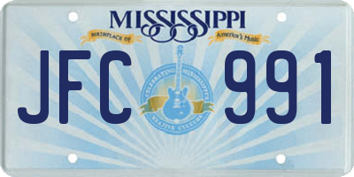 MS license plate JFC991