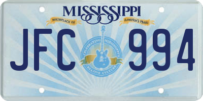 MS license plate JFC994