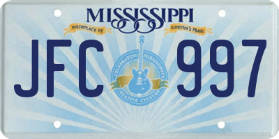 MS license plate JFC997